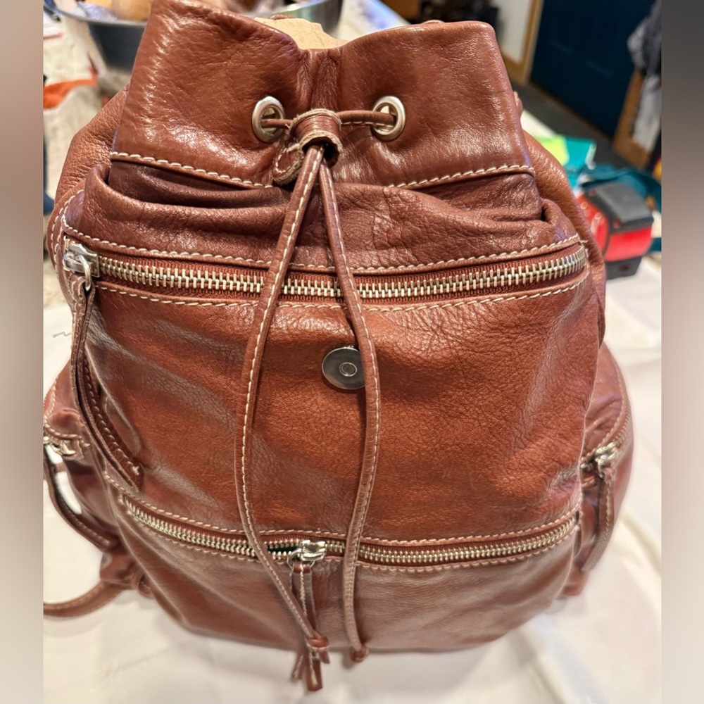 Sundance Tinley Brown Leather Backpack - Picture 5 of 6